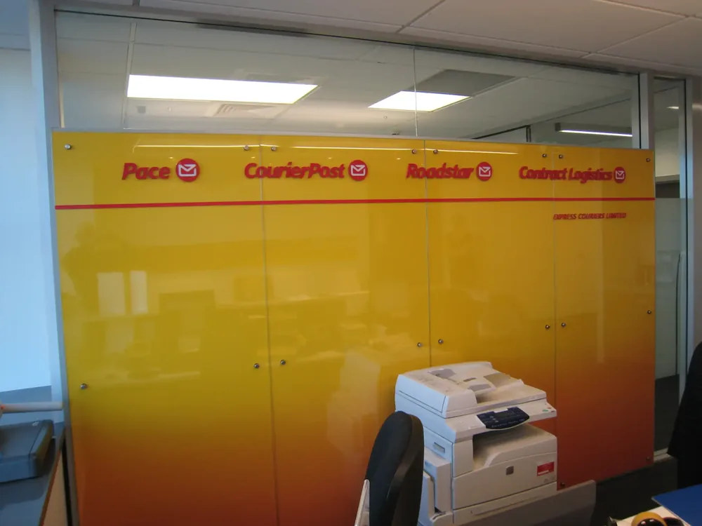 Express Courier Reception1 – Graphics & Signage project by Design Tints, Auckland